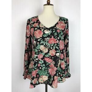 Lovers + Friends Top Blouse Pullover Floral Studded